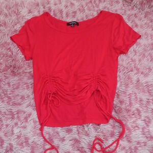 Ambiance Red Ruched Crop Top